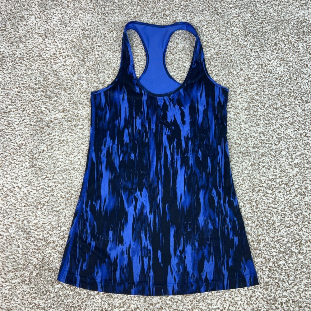 Lululemon Tank Top Womens Small Blue Black Print Racerback Yoga Workout Gym Logo